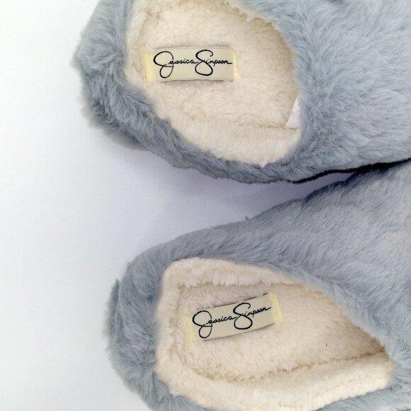 Jessica Simpson Grey Heart Faux Fur Clog Slipper Size Small - Picture 2 of 5